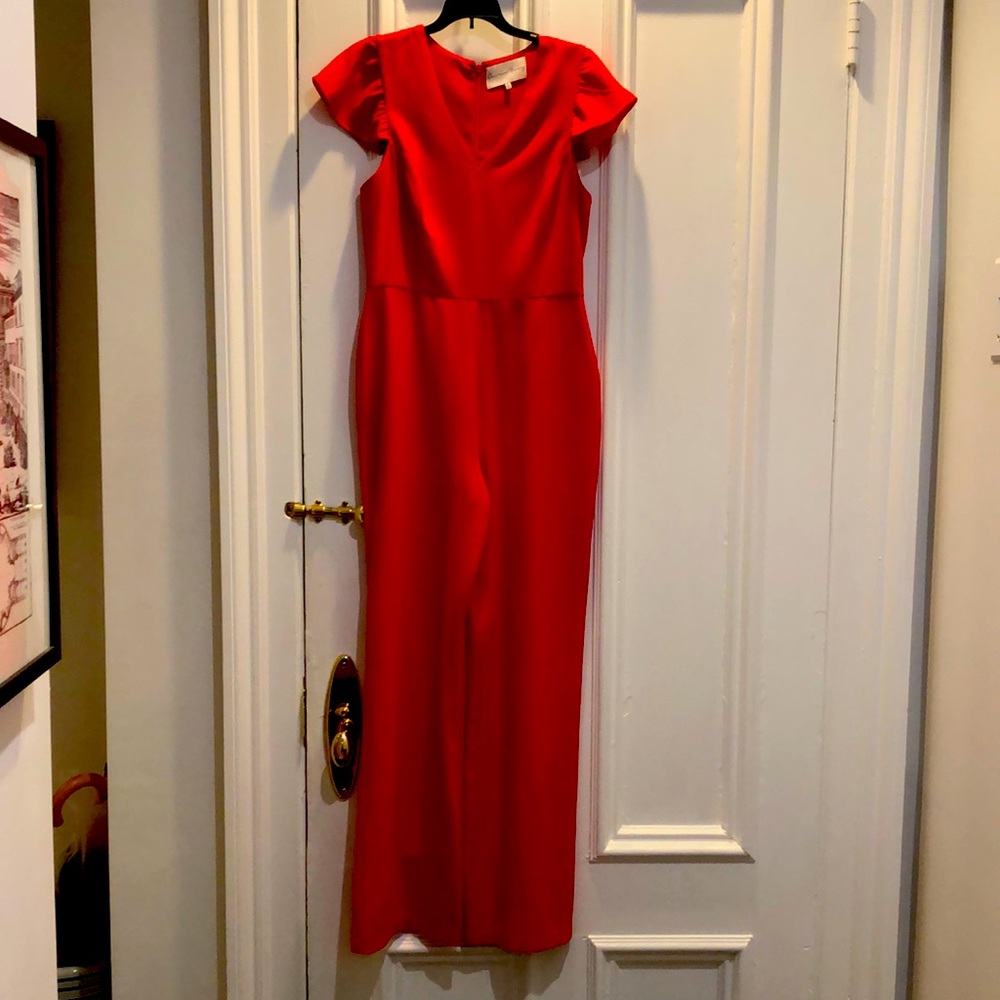 Red jumpsuit with back zip, size M